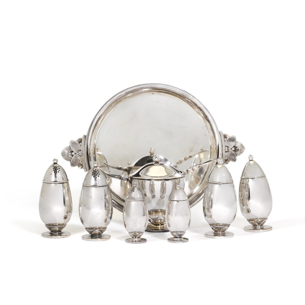 View full screen - View 1 of Lot 42. A group of Georg Jensen Cactus pattern table silver, Copenhagen, post-1945.