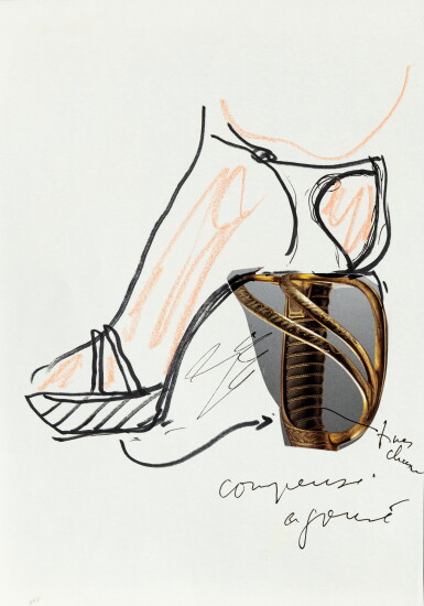 View full screen - View 1 of Lot 573. Three studies for shoes.