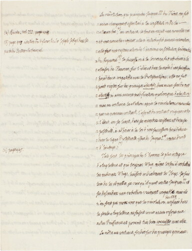 View full screen - View 1 of Lot 89. King Louis XVIII | Autograph manuscript essay on Revolution.