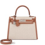 Limited Edition Gold Swift and Ecru Toile Kelly 28 Sellier Palladium Hardware, 2023