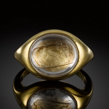 View full screen - View 1 of Lot 103. Italian, first half 19th century | Intaglio with a lion.