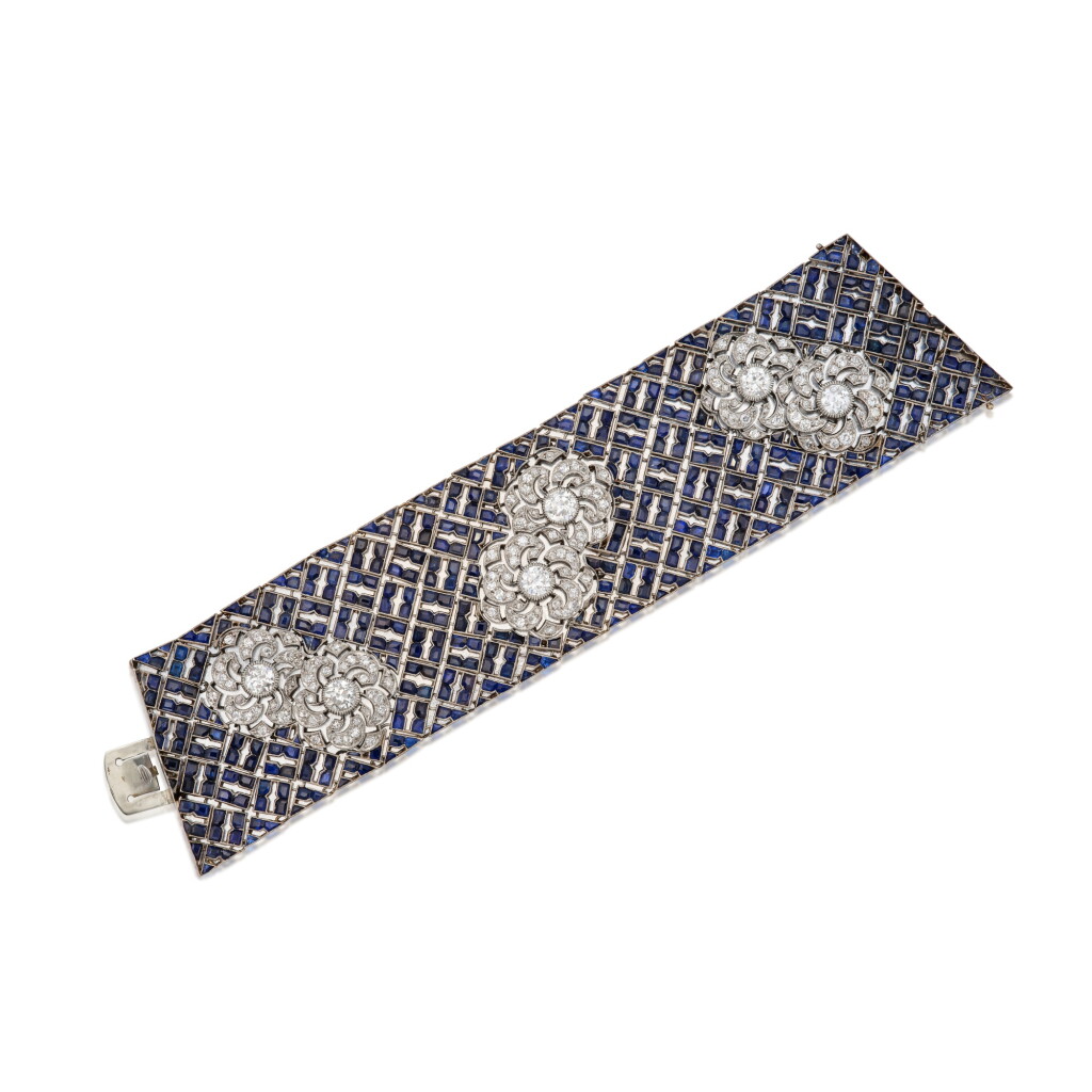 View full screen - View 1 of Lot 127. A Rare and Important Sapphire and Diamond Bracelet | 寶詩龍 | 藍寶石及鑽石手鏈.