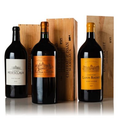 View full screen - View 1 of Lot 20. Wine and Dine Experiences | Vignobles Cruse-Lorenzetti, Médoc, France | 3 Jeroboams (5L) one of each of Château d’Issan 2014, Château Lafon-Rochet 2017 and Château Pédesclaux 2015 together with a private visit and tasting of the four wines of Vignobles Cruse-Lorenzetti at Château d’Issan for 4 guests.