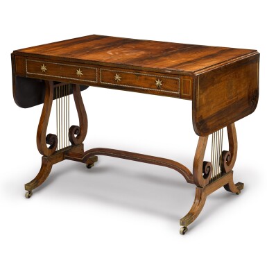 View full screen - View 1 of Lot 88. A Regency brass-inlaid rosewood sofa table, circa 1810.