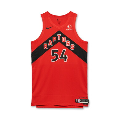 View full screen - View 1 of Lot 44. Sandro Mamukelashvili Toronto Raptors 2026 NBA Playoffs Eastern Conference Round 1 Game Worn Icon Edition Jersey | Game 1 | Playoff Debut .