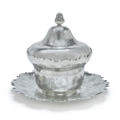 View full screen - View 1 of Lot 747. A GUATEMALAN SILVER COMPOTERA, COVER, AND STAND, ATTRIBUTED TO FRANCISCO JAVIER DE AVILA, CIRCA 1780.