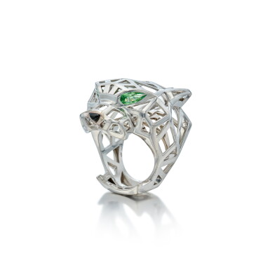 View full screen - View 1 of Lot 213. White Gold, Tsavorite Garnet and Onyx Ring, France.