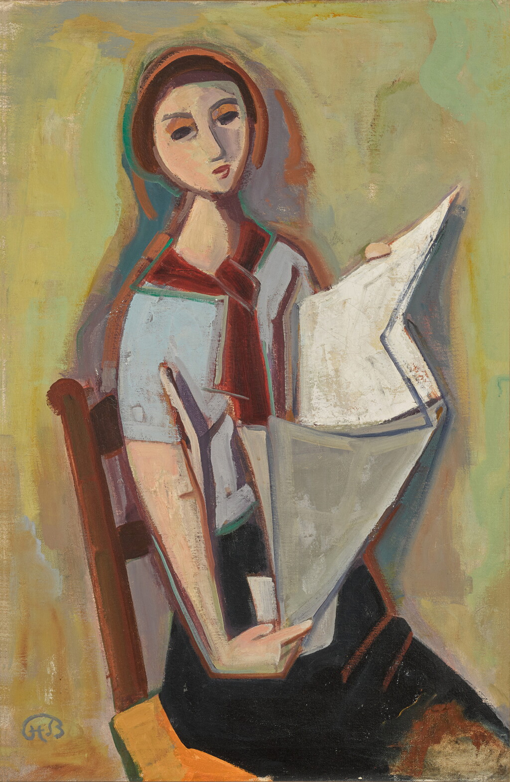 View full screen - View 1 of Lot 260. Zeitungslesende junge Frau (Young Woman Reading a Newspaper).