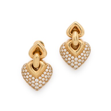 View full screen - View 1 of Lot 218. Diamond earrings, 'Doppio Cuore'.