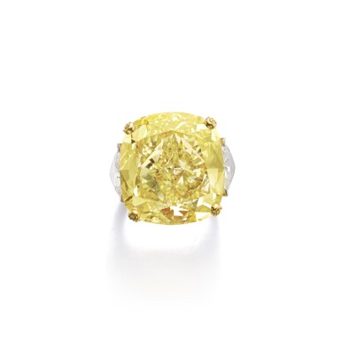 View full screen - View 1 of Lot 657. Fancy Intense Yellow diamond ring | 格拉夫濃彩黃色鑽石戒指.