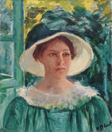 View full screen - View 1 of Lot 569. Young Woman in Green, Outdoors in the Sun.