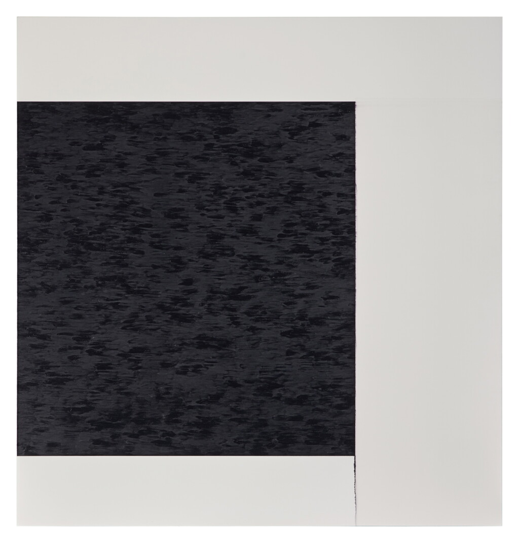 View full screen - View 1 of Lot 67. Exposed Painting, Paynes Grey/ Yellow Oxide on White.