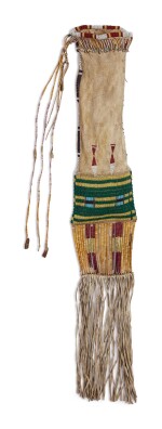 Lakota Beaded and Quilled Hide Tobacco Bag, Circa 1860 - 1870