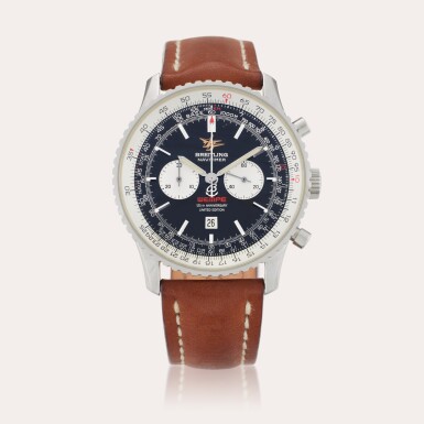 View full screen - View 1 of Lot 681. Reference A41340 Navitimer Wempe 125th Anniversary | A limited edition stainless steel automatic chronograph wristwatch with date, Circa 2003.