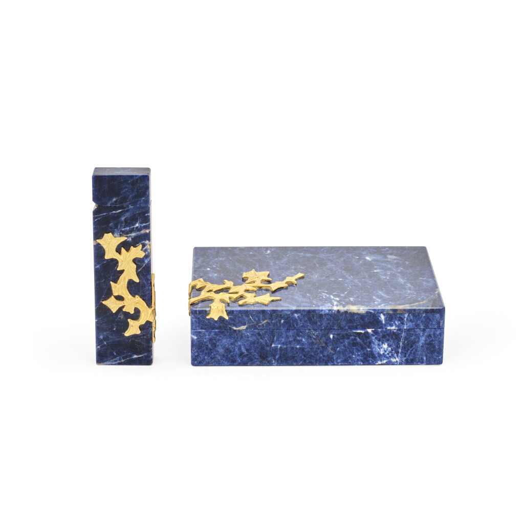 View full screen - View 1 of Lot 110. A Gold and Hardstone Smoking Set, Retailed by Chaumet, Paris, Mid 20th Century.