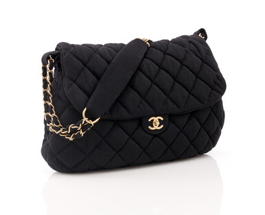 View full screen - View 1 of Lot 162. Black wool and gold-tone metal classic shoulder bag.