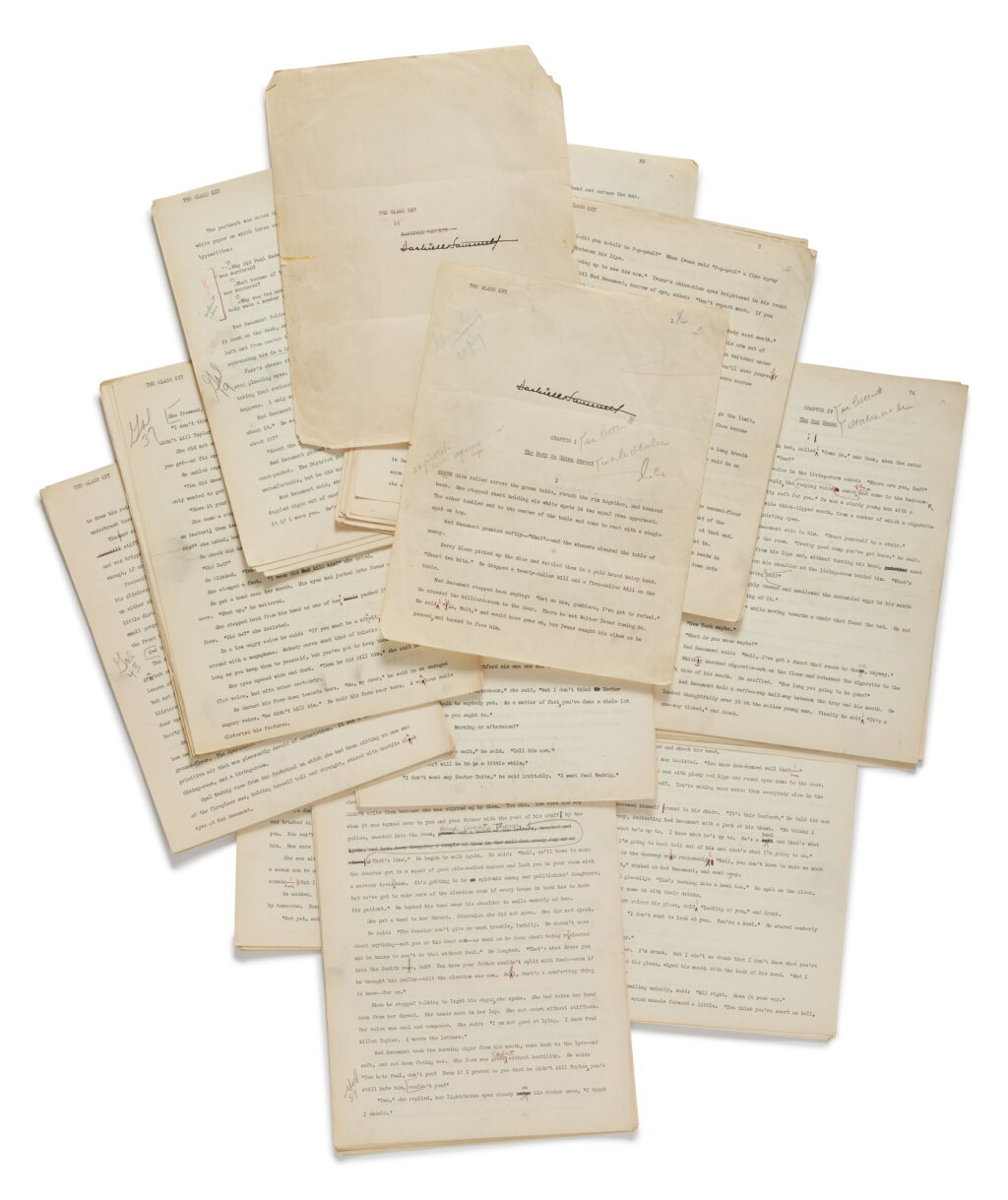 View full screen - View 1 of Lot 1012. Hammett, Dashiell | Typescript of this classic detective novel, with extensive annotations by the master of the genre.