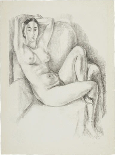 View full screen - View 1 of Lot 126. Nu au coussin bleu.