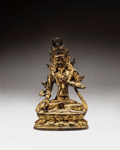 View full screen - View 1 of Lot 59. A gilt-bronze figure of White Tara, Qing dynasty, 18th - 19th century | 清十八至十九世紀 鎏金銅白度母坐像.