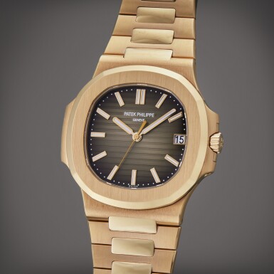 View full screen - View 1 of Lot 7. Reference 5711/1R-001 Nautilus | A pink gold automatic wristwatch with date and bracelet, Circa 2017.