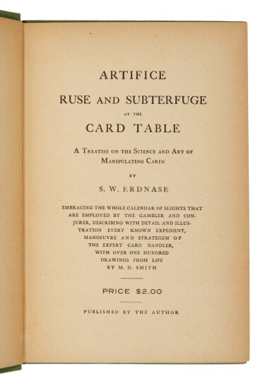 View full screen - View 1 of Lot 173. Erdnase, S. W. | First edition of this card manipulation classic.