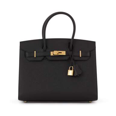 View full screen - View 1 of Lot 19. Noir Epsom Birkin Sellier 30 Gold Hardware, 2021.