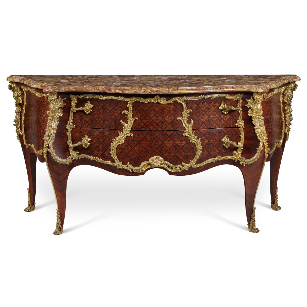 View full screen - View 1 of Lot 672. Louis XV Style Kingwood, Tulipwood and Bois de Bout Marquetry Comomde by Paul Sormani, Circa 1870.
