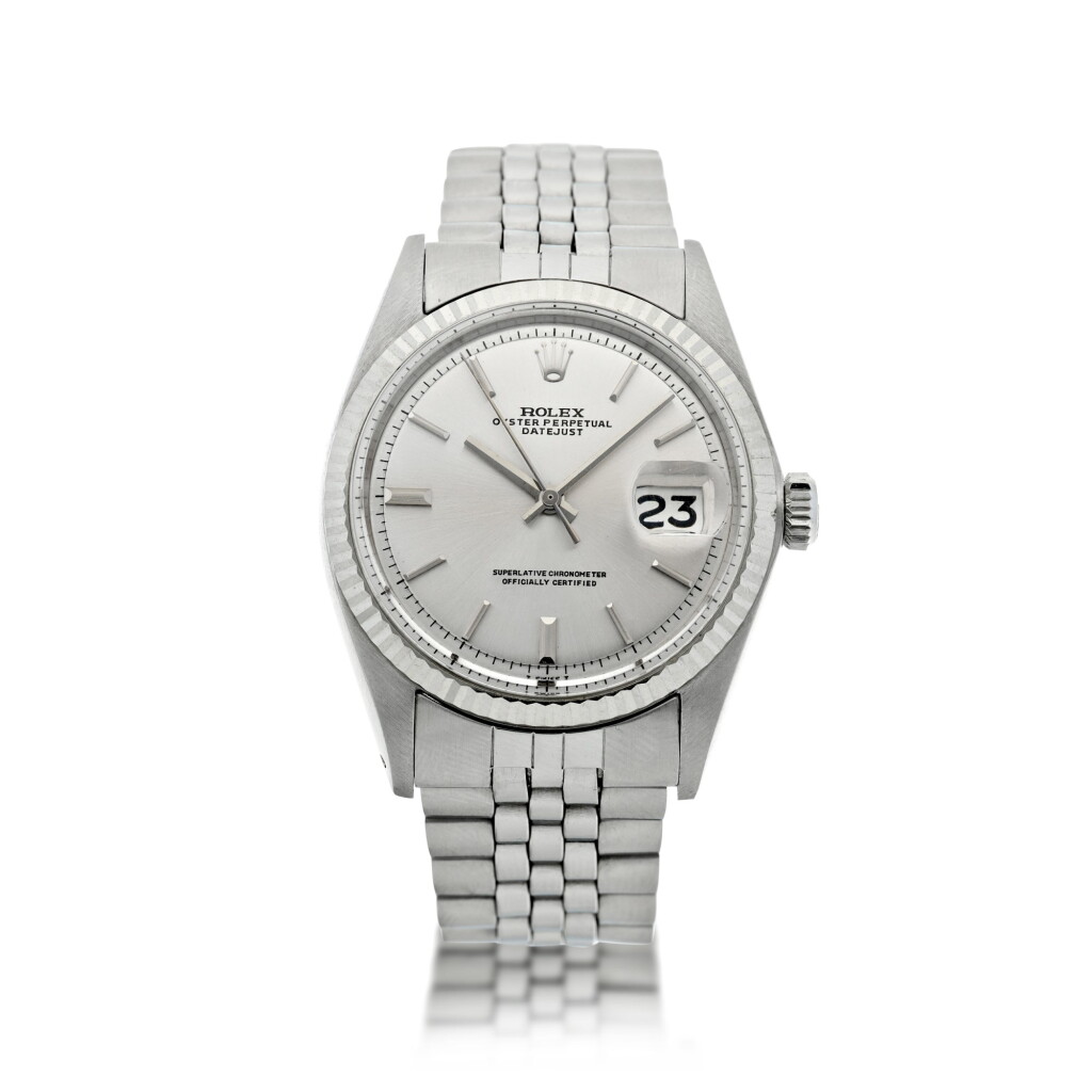 View full screen - View 1 of Lot 278. REFERENCE 1601 DATEJUST A STAINLESS STEEL WRISTWATCH WITH DATE AND BRACELET, CIRCA 1975.