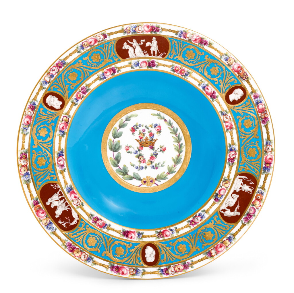 View full screen - View 1 of Lot 98. A Minton cabinet plate of Sèvres Catherine the Great service pattern, circa 1884.