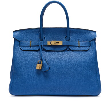 View full screen - View 1 of Lot 40. Bleu Mykonos Clémence Birkin 35 Gold Hardware, 2011.