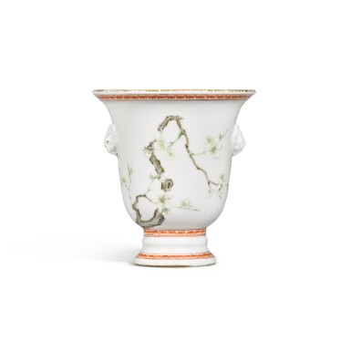 View full screen - View 1 of Lot 25. A rare inscribed famille-rose cup, Qing dynasty, Yongzheng period | 清雍正 粉彩詩題梅花紋鈴鐺盃.
