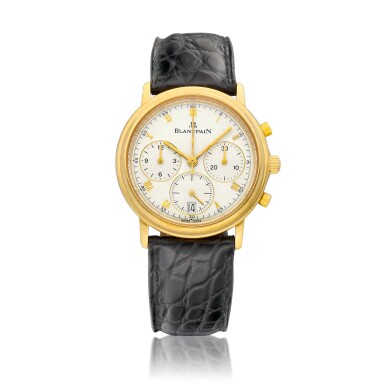 View full screen - View 1 of Lot 8110. Villeret Chronograph, Reference 1185-1418-55 | A yellow gold chronograph wristwatch with date, Circa 1995 | 寶珀 | Villeret Chronograph 型號1185-1418-55 | 黃金計時腕錶,備日期顯示,約1995年製.