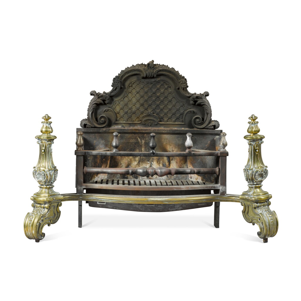 View full screen - View 1 of Lot 162. A Victorian brass and cast iron fire grate and fender, late 19th century.