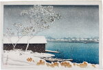 Kawase Hasui (1883-1957) | Shirahige in Snow (Yuki no Shirahige) | Taisho period, early 20th century