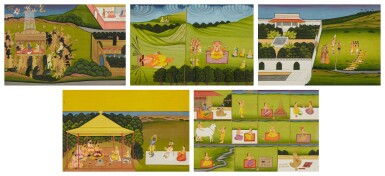 View full screen - View 1 of Lot 1137. A set of five illustrations to the Bhagavata Purana, India, Jaipur, circa 1830-1850.