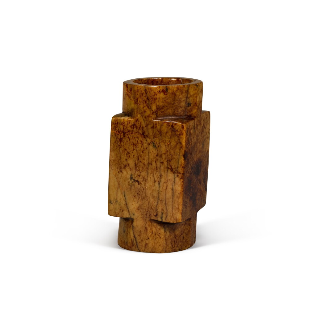 View full screen - View 1 of Lot 18. A russet jade cong Shang dynasty or later | 商或以後 玉琮.