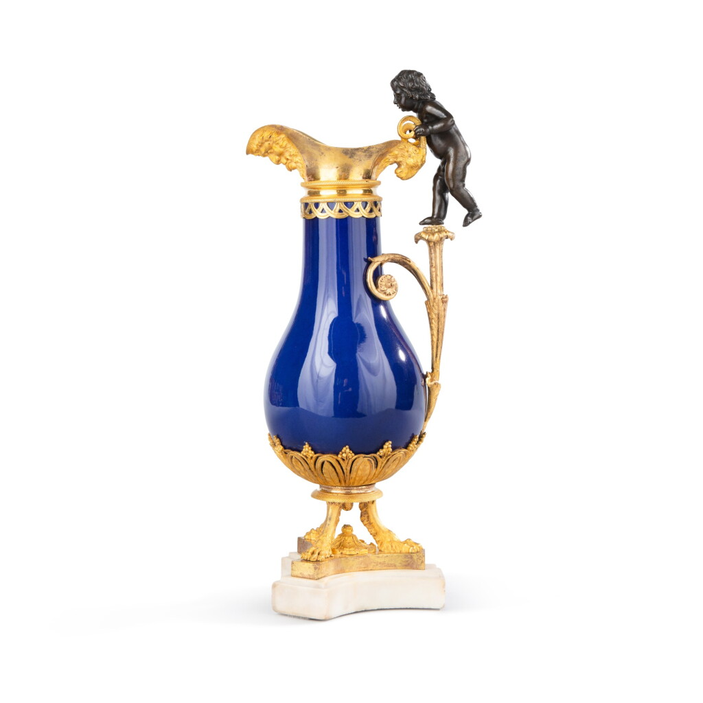 View full screen - View 1 of Lot 551. A gilt bronze-mounted Paris hard paste porcelain ewer, the porcelain made by the Locré Factory, 18th century, the mounts Louis XVI, circa 1785.