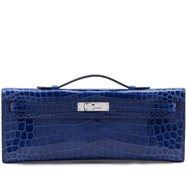 View full screen - View 1 of Lot 40. Bleu Electrique Shiny Niloticus Crocodile Kelly Cut Palladium Hardware, 2012.