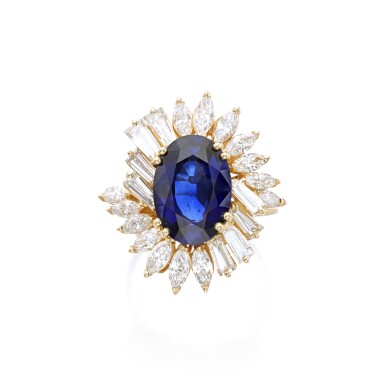 View full screen - View 1 of Lot 853. Sapphire and Diamond Ring.