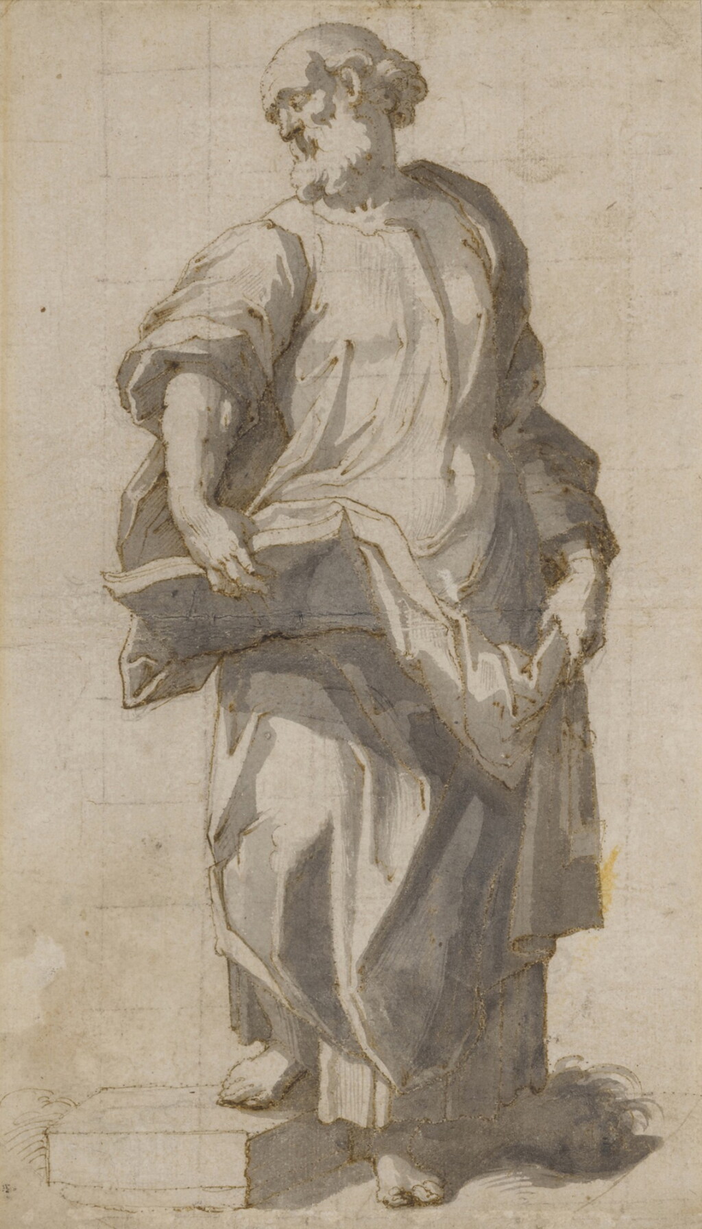View full screen - View 1 of Lot 131. Study of an Evangelist, standing with an open book supported on his right knee.