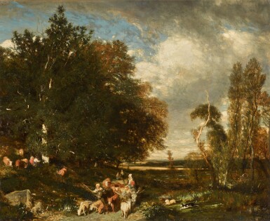 View full screen - View 1 of Lot 121. Woodland landscape, Barbizon.