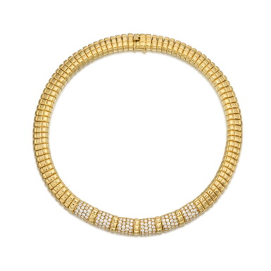 View full screen - View 1 of Lot 177. Gold and Diamond Necklace, France.