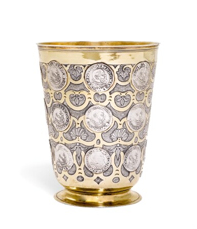 View full screen - View 1 of Lot 29. A German silver-gilt coin beaker, apparently town mark only, Berlin, circa 1740.
