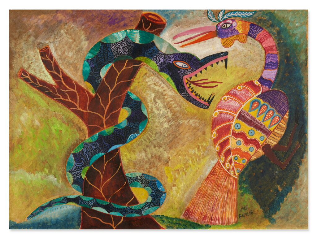 View full screen - View 1 of Lot 893. Cobra e ave (Snake and Bird).