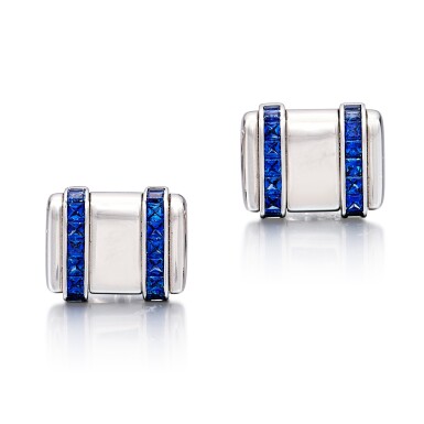 View full screen - View 1 of Lot 377. Pair of Sapphire Cufflinks | 格拉夫 | 藍寶石袖扣一對.