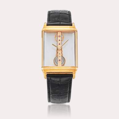 View full screen - View 1 of Lot 354. Reference 13.850.56 Golden Bridge | A yellow gold skeletonized wristwatch, Circa 1990.