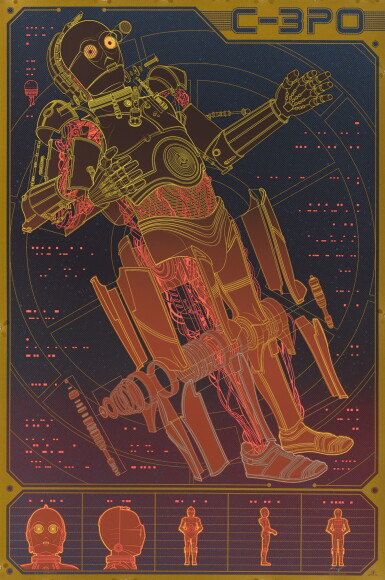 View full screen - View 1 of Lot 104. KEVIN TONG, C-3PO STAR WARS MONDO POSTER, LIMITED EDITION 259/325, 2016.