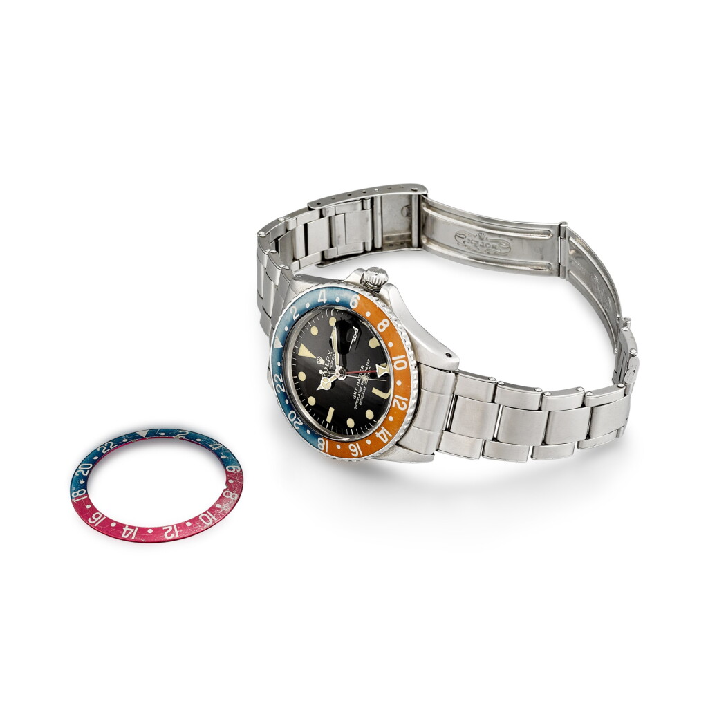 View full screen - View 1 of Lot 8092. GMT-Master, Reference 1675 | A stainless steel dual time zone wristwatch with date and bracelet, Circa 1967 | 勞力士 | GMT-Master 型號1675 | 精鋼兩地時間鏈帶腕錶,備日期顯示,約1967年製.