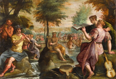 View full screen - View 1 of Lot 201. Allegory of Music or Hearing: Apollo and the Muses on Mount Parnassus.