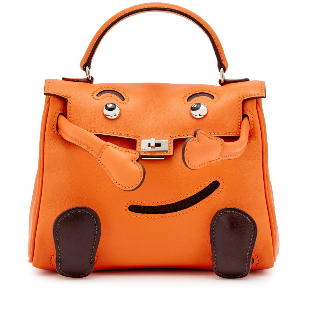 View full screen - View 1 of Lot 64. Orange H and Ébène Swift Quelle Idole Kelly Doll Palladium Hardware,.